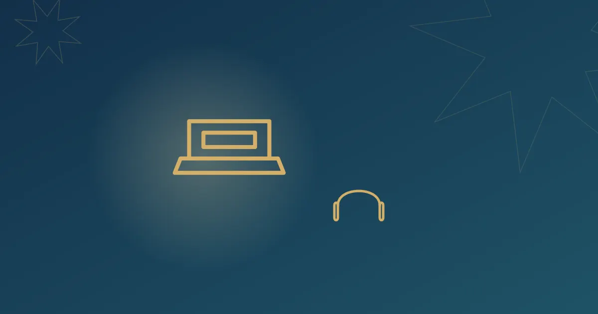 Line-art icon illustrating "Perfect Home Setup for Online Quran Classes: Guide", on Alhamd Academy's brand background