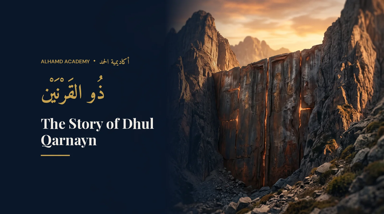 A colossal metal barrier wall between two mountains at sunset – the story of Dhul Qarnayn