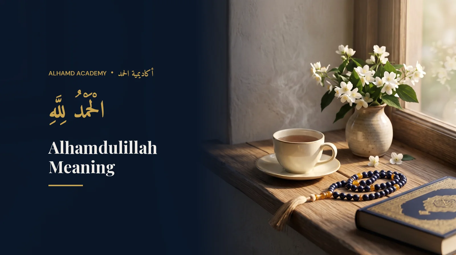 Prayer beads, tea and jasmine on a sunny windowsill – the meaning of Alhamdulillah