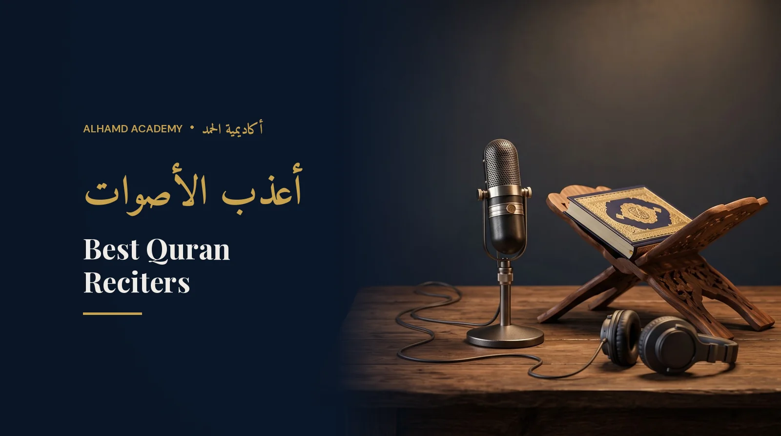 Microphone beside a Quran on a rehal – the best Quran reciters