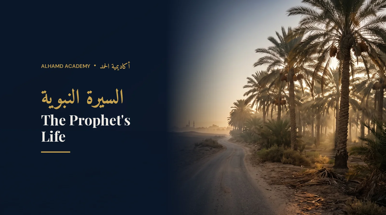 A road through palm groves at dawn – the life and mission of Prophet Muhammad ﷺ