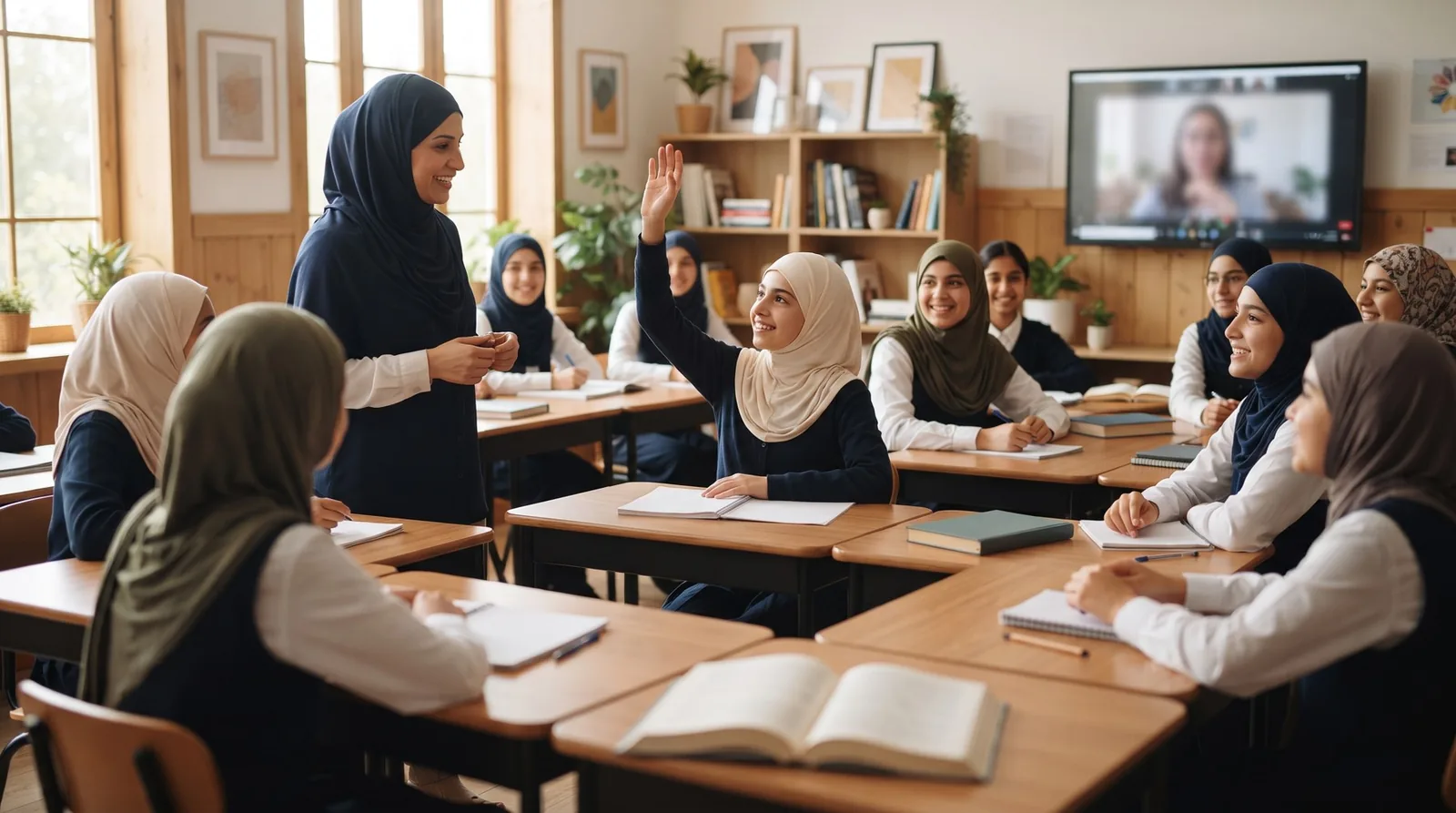 طالبات يتناقشن في قصة البقرة من سورة البقرة