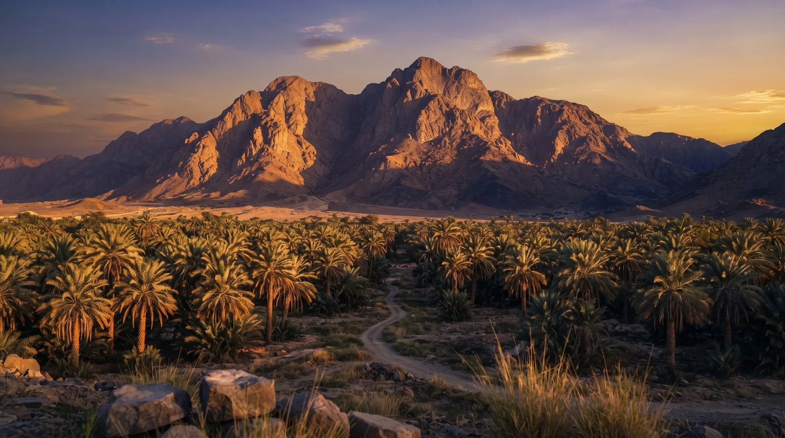 Mount Uhud near Madinah at sunset