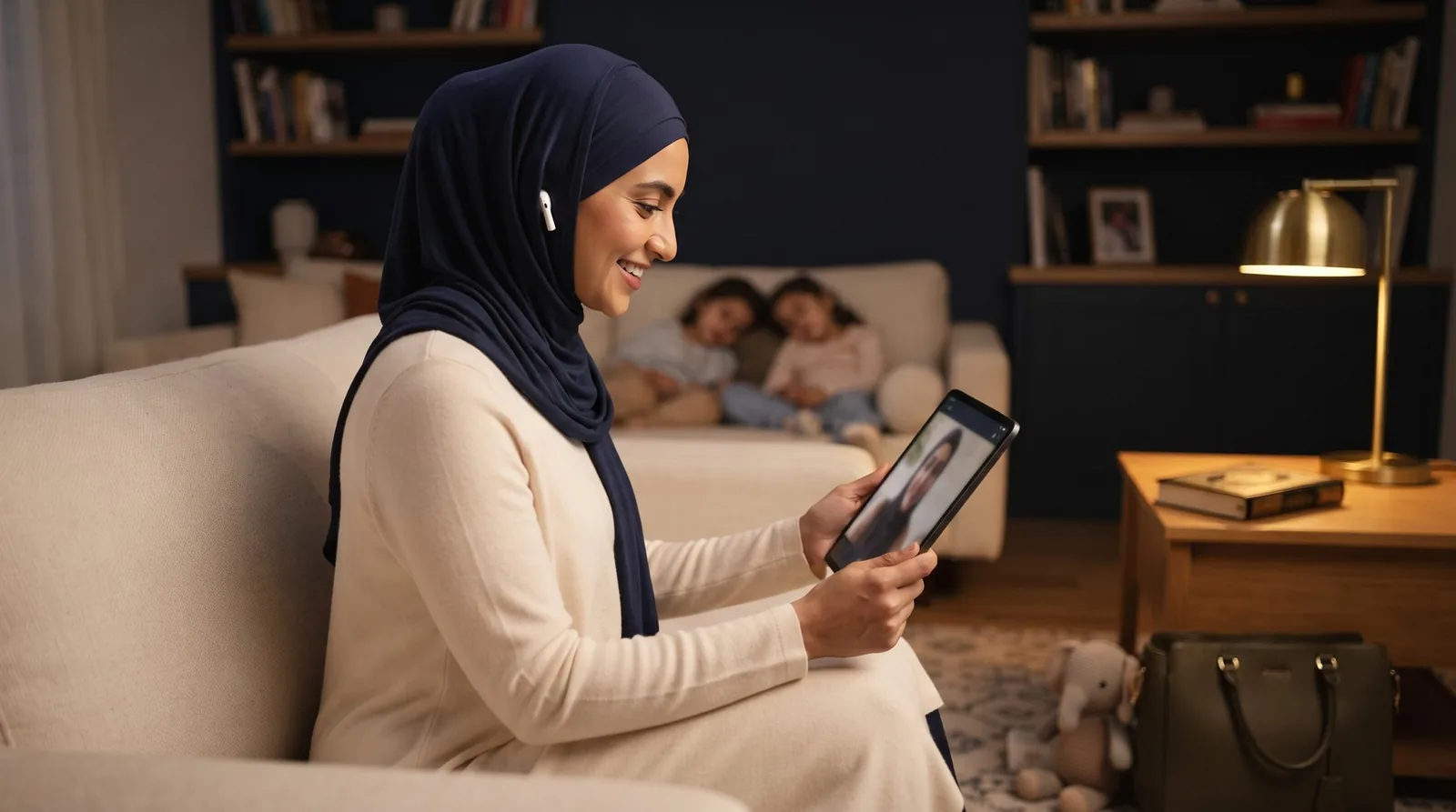 A working mother learning Quran after her day ends