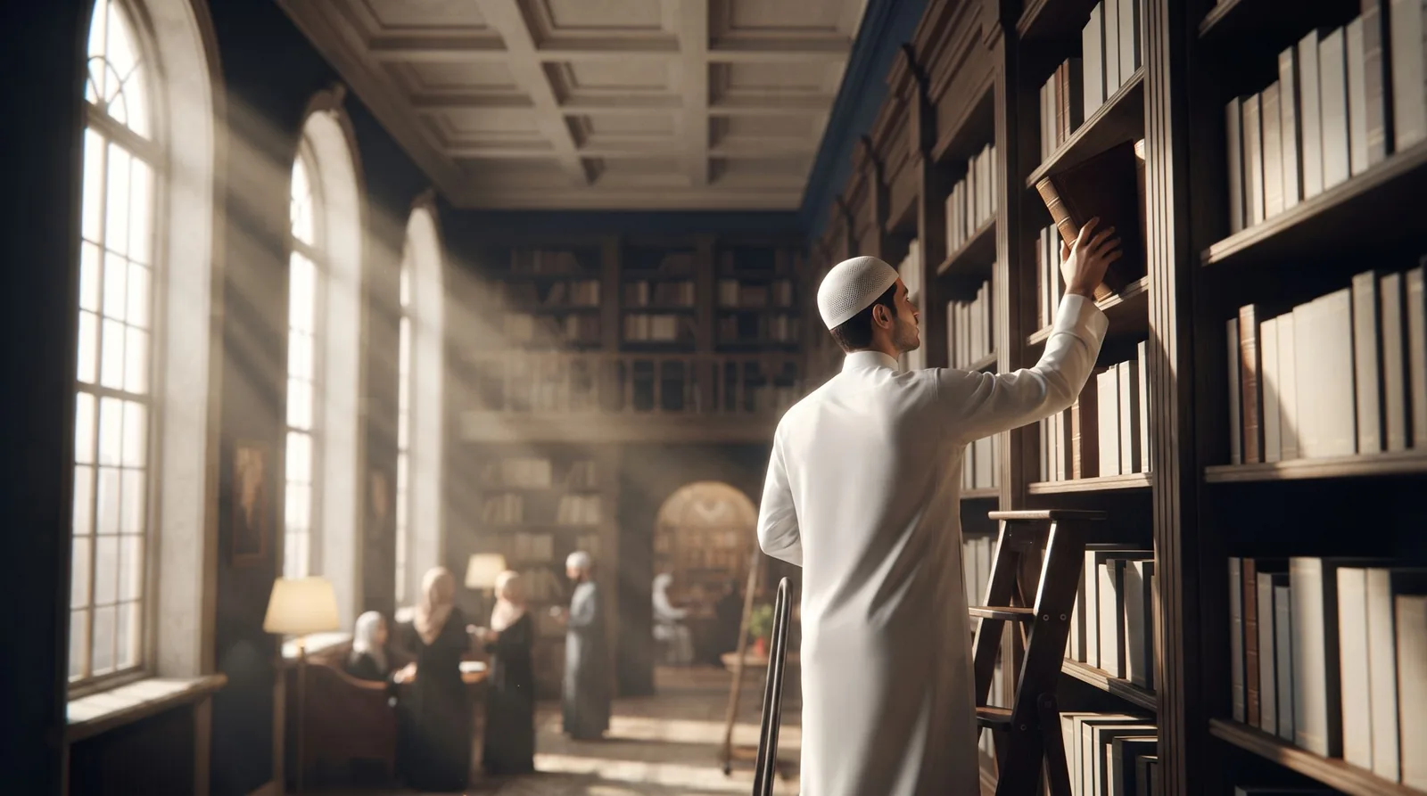 طالب يمدّ يده للعلم في مكتبة عريقة