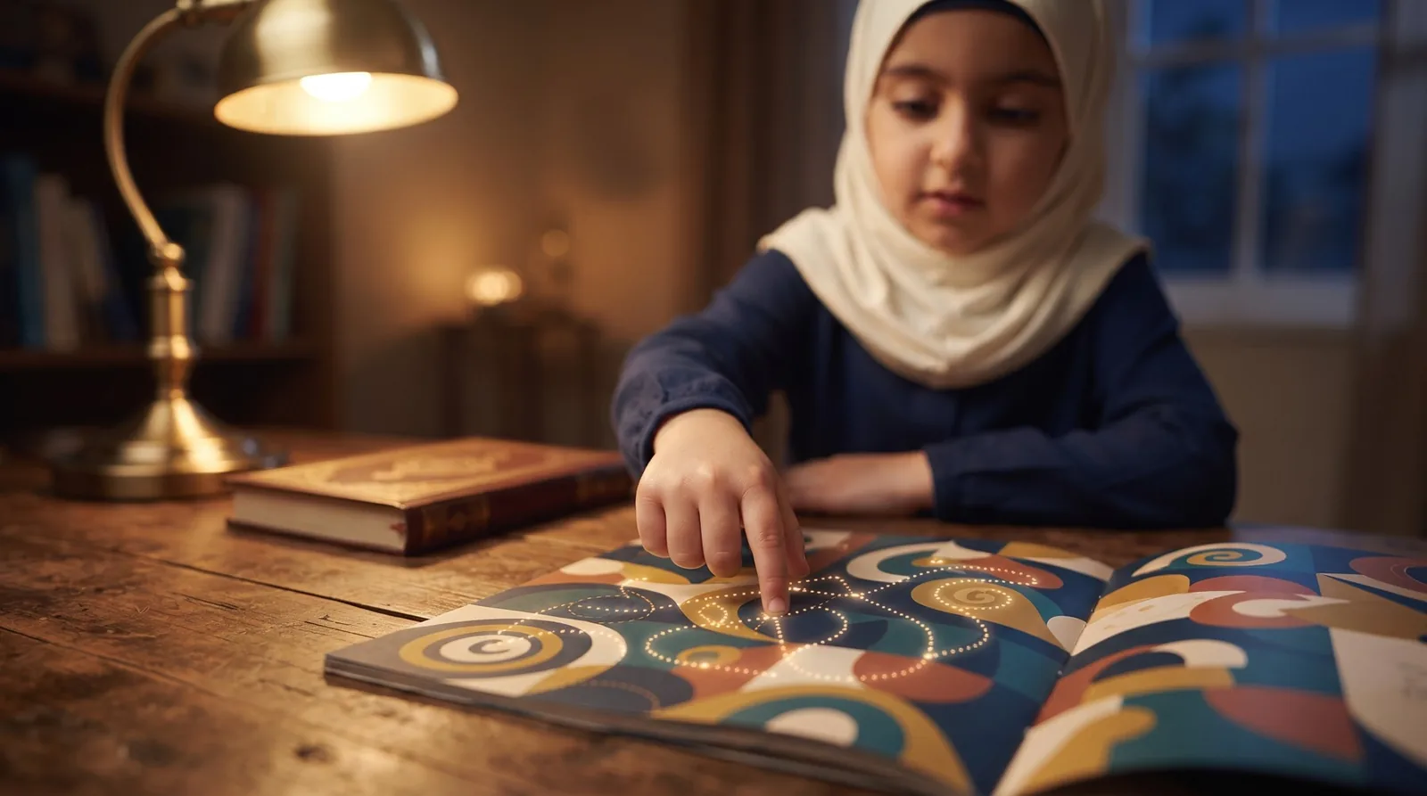 طفل يتتبّع مسار القراءة المرشد